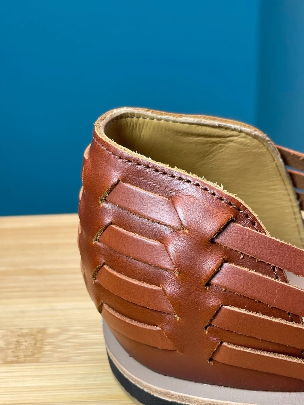Nisolo Huarache Leather Sandals Men's 11 Brandy Brown Woven New w/ Box Dust Bag